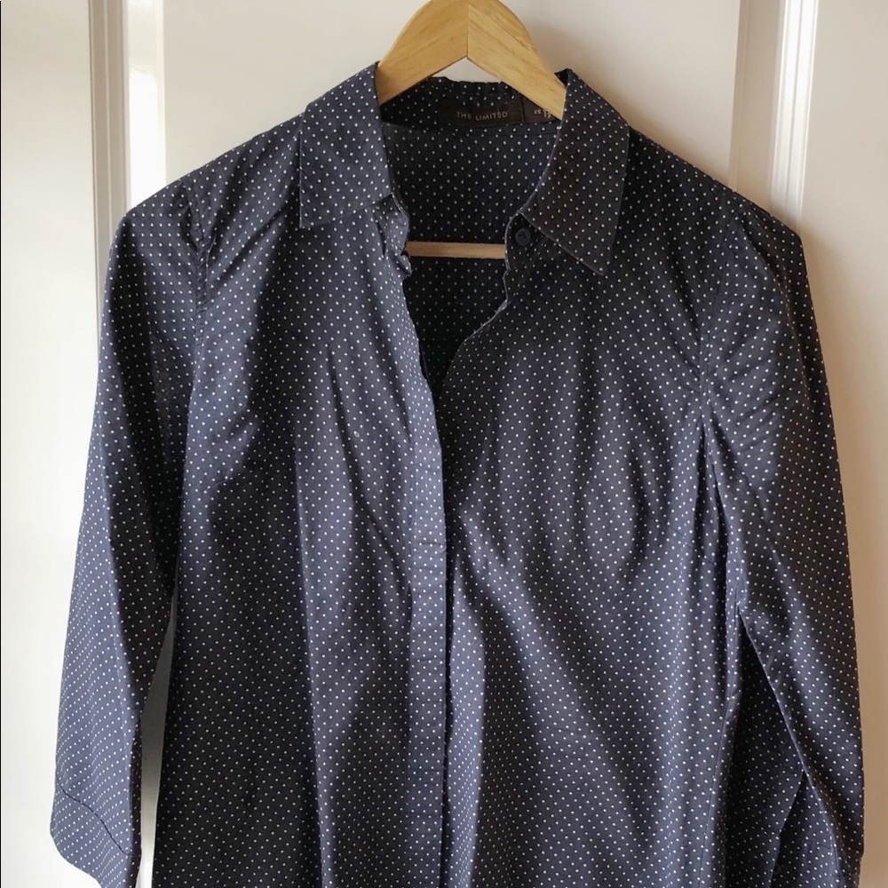 The Limited dress shirt navy/polkadots